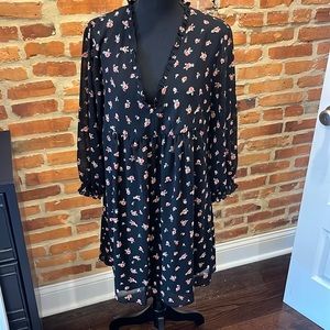 Rose Florette Sheer Sleeve Dress